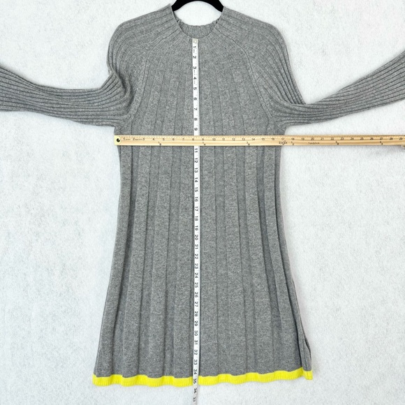 Anthropologie Sweater Dress Womens Small Gray Yellow Rib Knit Bell Sleeves - Picture 11 of 13